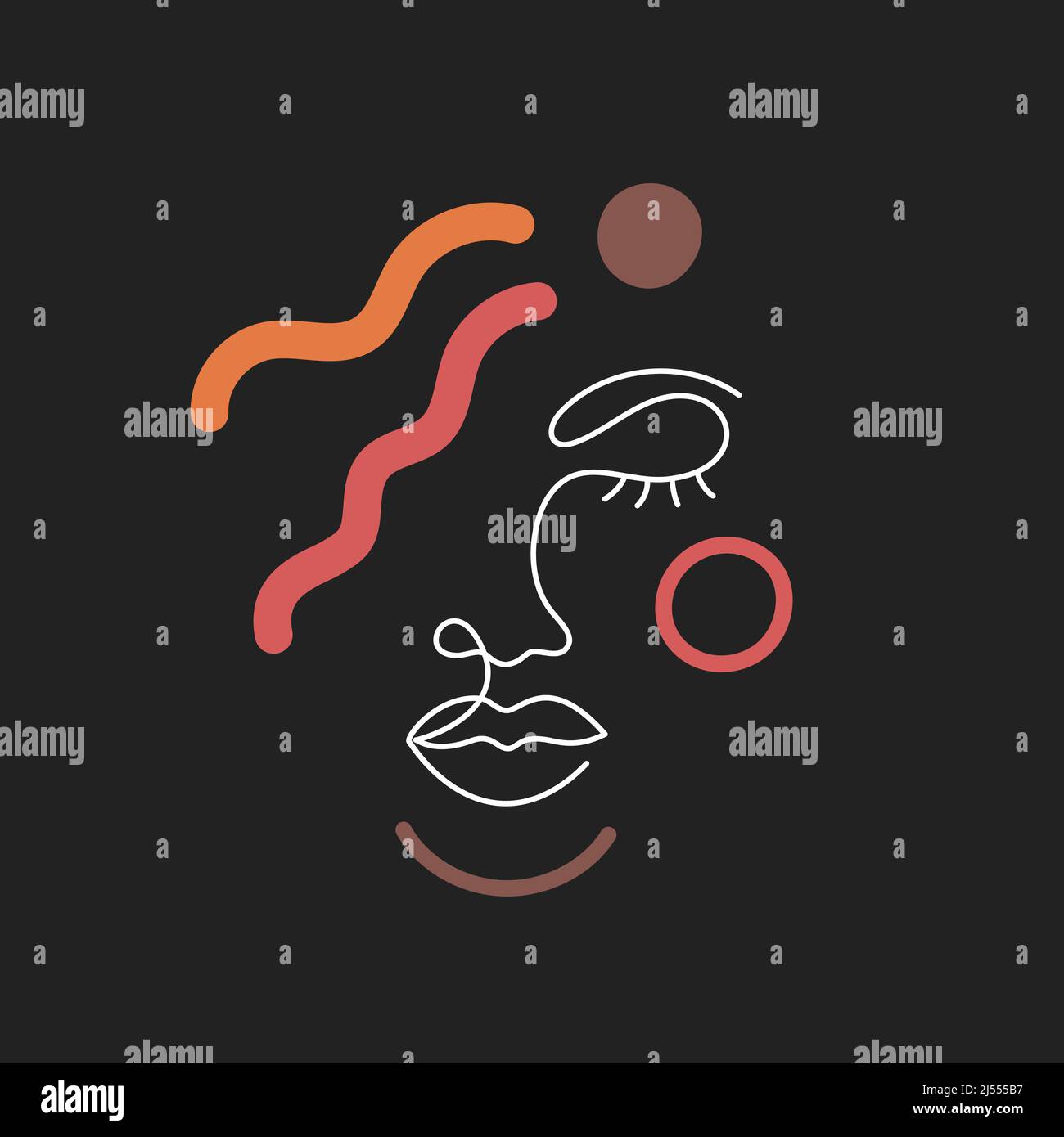 Volto di una donna in stile moderno. Illustrazione Vettoriale