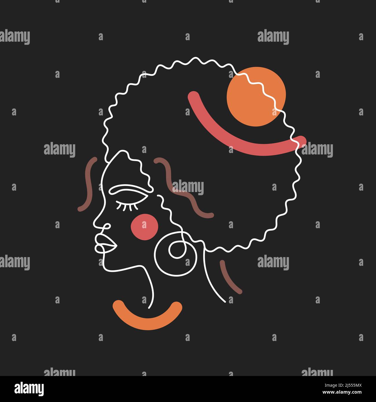 Volto di una donna in stile moderno. Illustrazione Vettoriale
