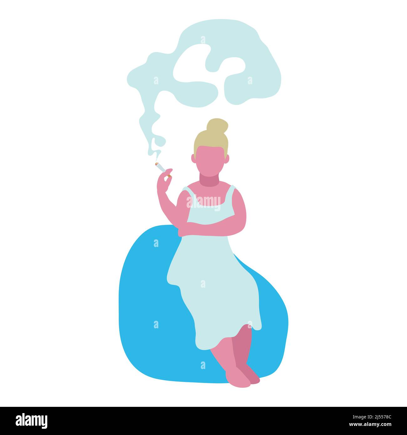 Illustrazione di una donna che fuma. Vecor isolato Illustrazione Vettoriale