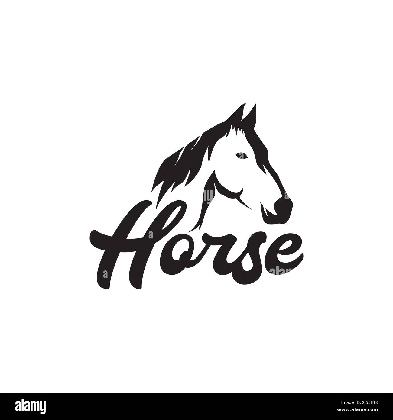 testa isolata lato cavallo logo design, vettore grafico simbolo icona illustrazione idea creativa Illustrazione Vettoriale