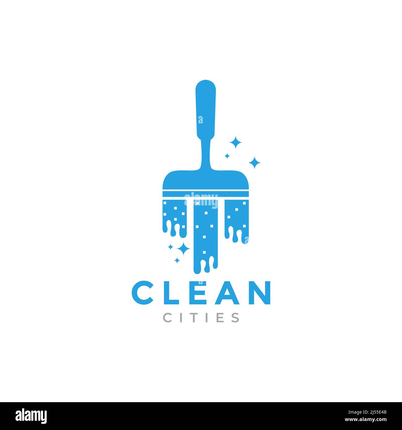 pennello con costruzione città pulito logo design, vettore grafico simbolo icona illustrazione idea creativa Illustrazione Vettoriale