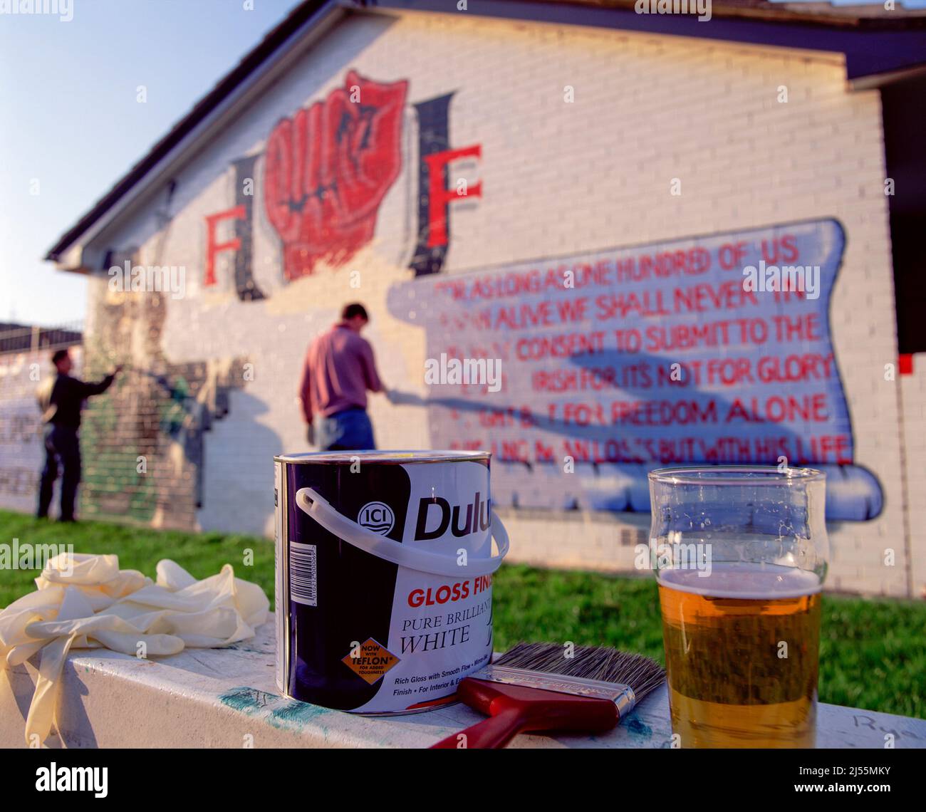 Pittori murali lealisti, Belfast, Irlanda del Nord Foto Stock