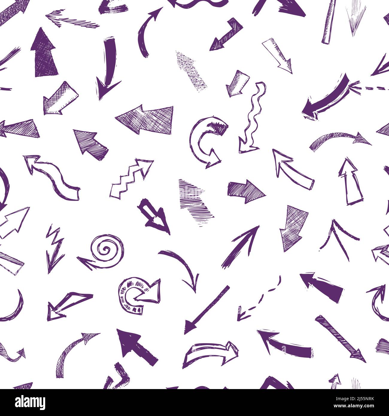 Frecce disegnate a mano. Sfondo senza giunture. Illustrazione vettoriale Illustrazione Vettoriale