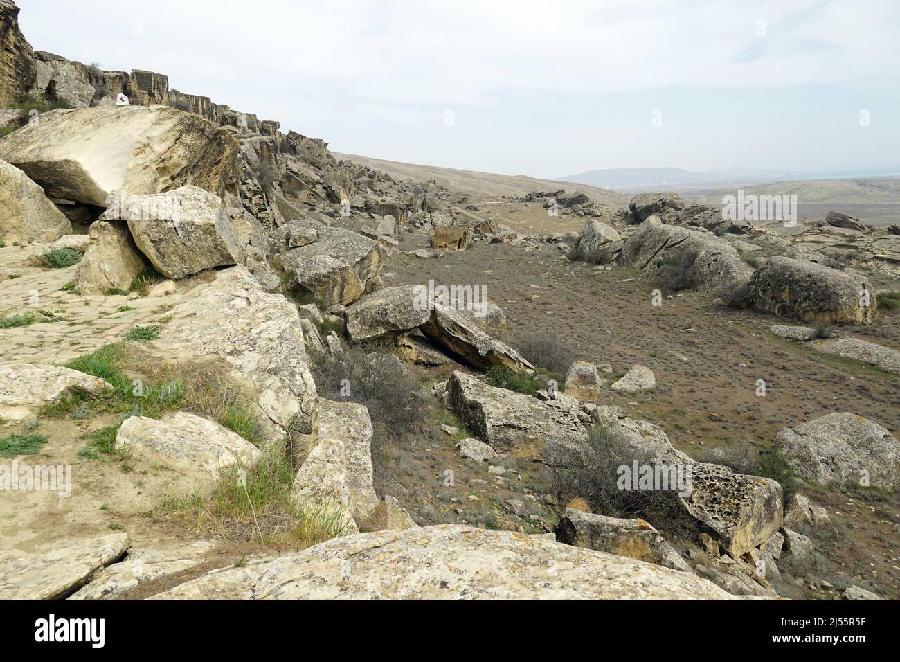 Rocce, Gobustan state Historical and Cultural Reserve, Azerbaijan, Azərbaycan, Asia, patrimonio mondiale dell'UNESCO Foto Stock