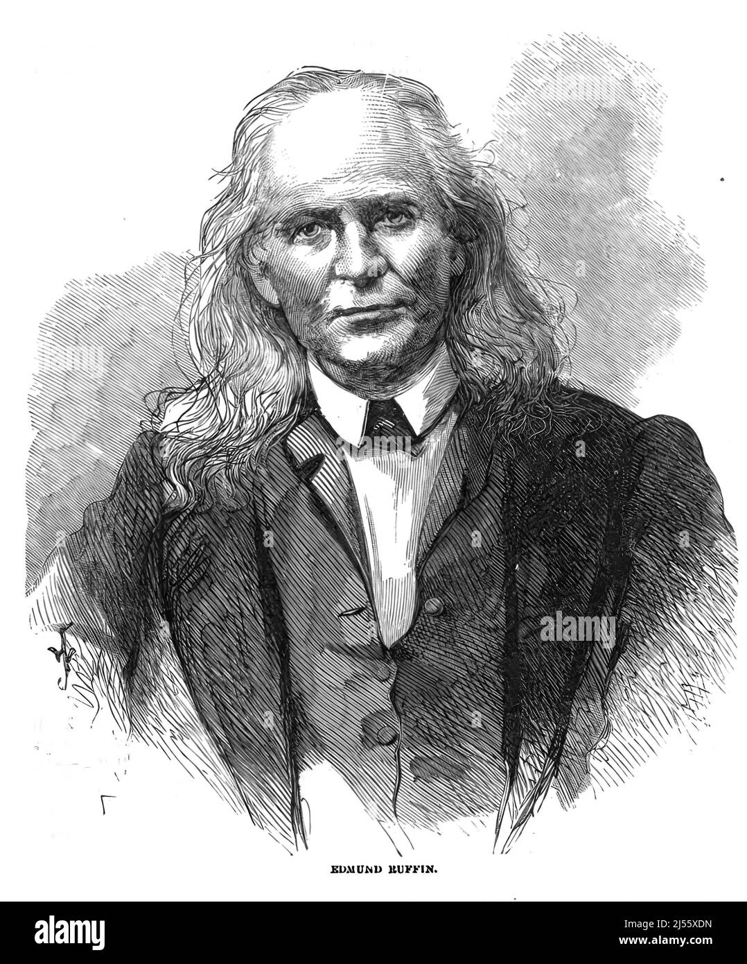 Ritratto di Edmund Ruffin III, attivista politico e soldato confederato durante la guerra civile americana. illustrazione del 19th secolo Foto Stock