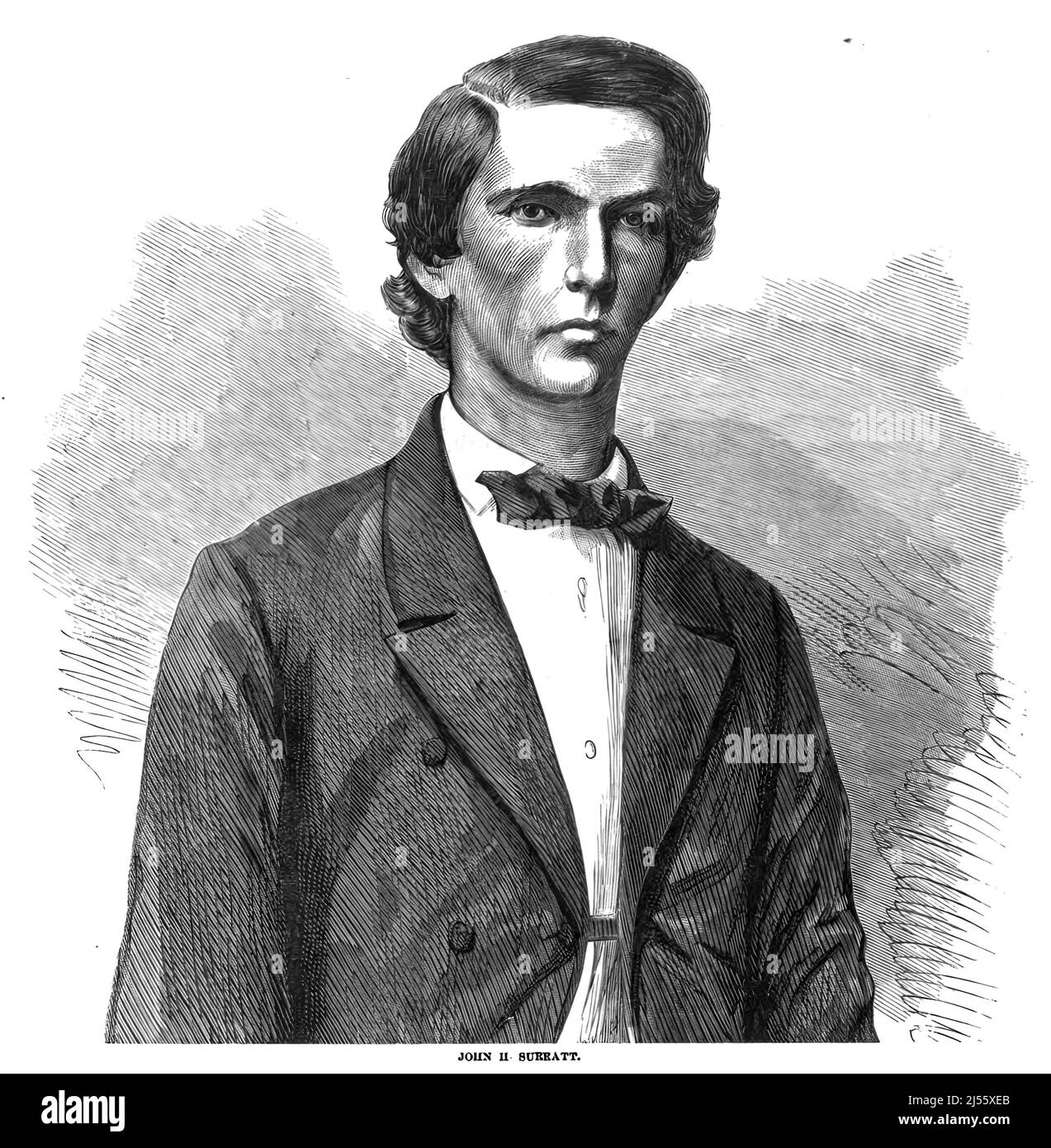 Ritratto di John Harrison Surratt Jr., spia confederata nella Guerra civile americana accusato di complottare con John Wilkes Booth. illustrazione del 19th secolo Foto Stock