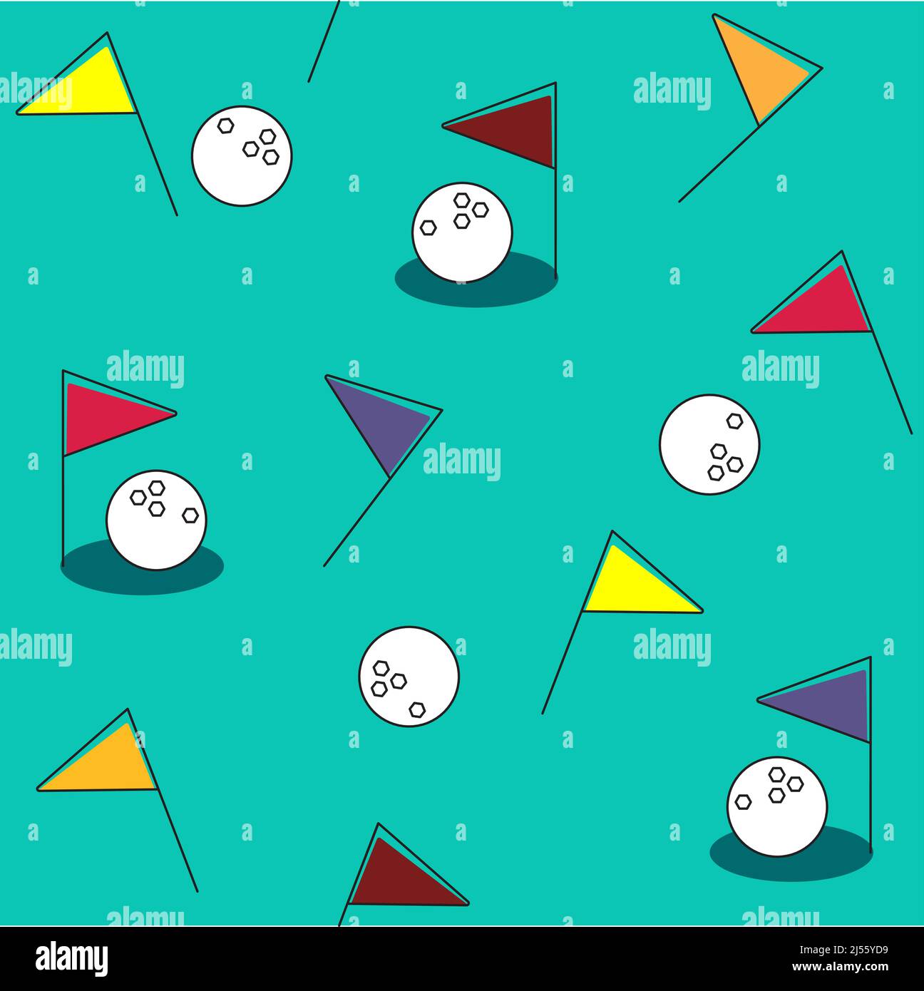 Attrezzatura sportiva vettoriale, golf senza cuciture pattern Illustrazione Vettoriale