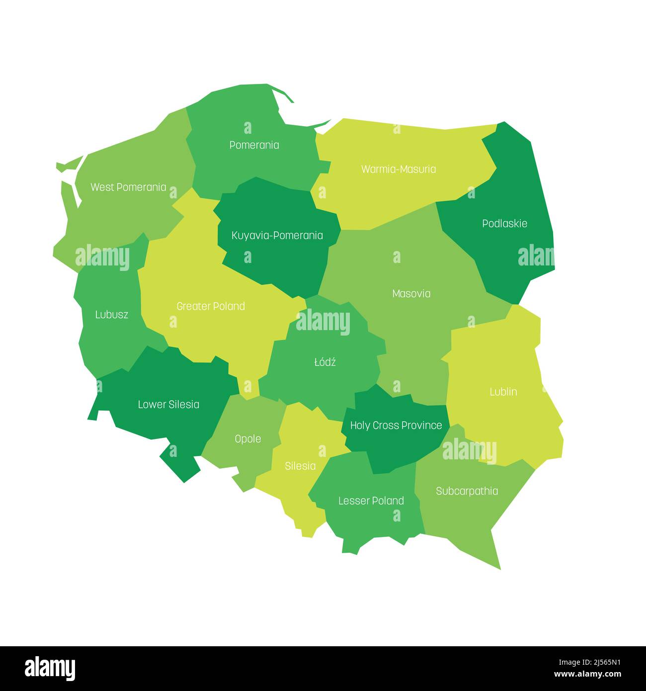 Polonia - carta amministrativa dei voivodeships Illustrazione Vettoriale