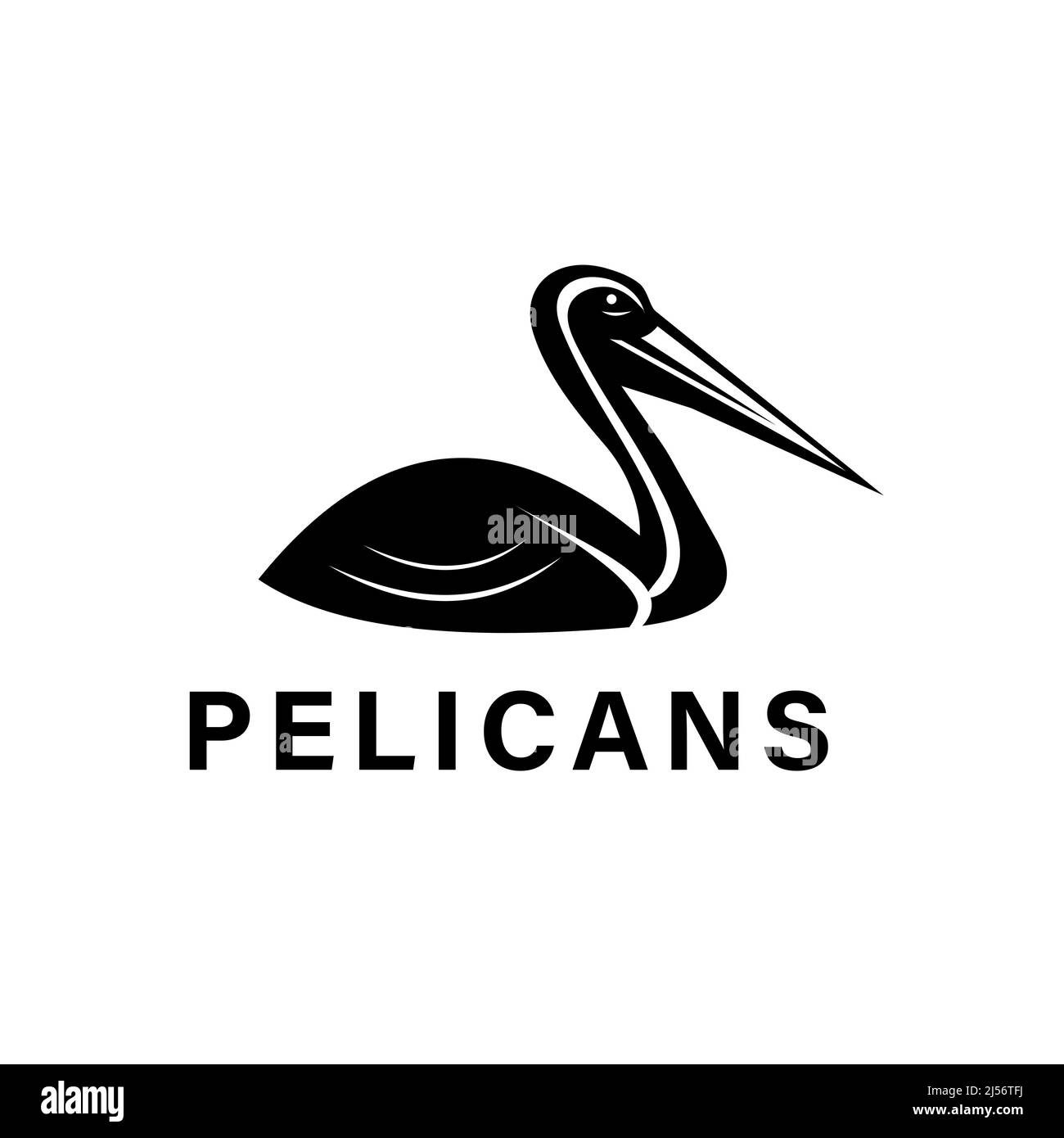 Creative pelican logo design vettore Bay Bird Beach Logo Vector Illustrazione modello icona Illustrazione Vettoriale