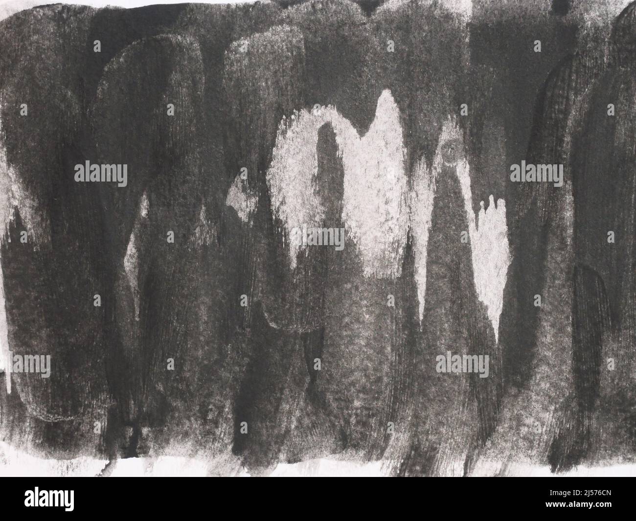 Colpo d'acquerello e spray su carta bianca , sfondo astratto disegnato a mano grigio e nero gocciolamento liquido Foto Stock