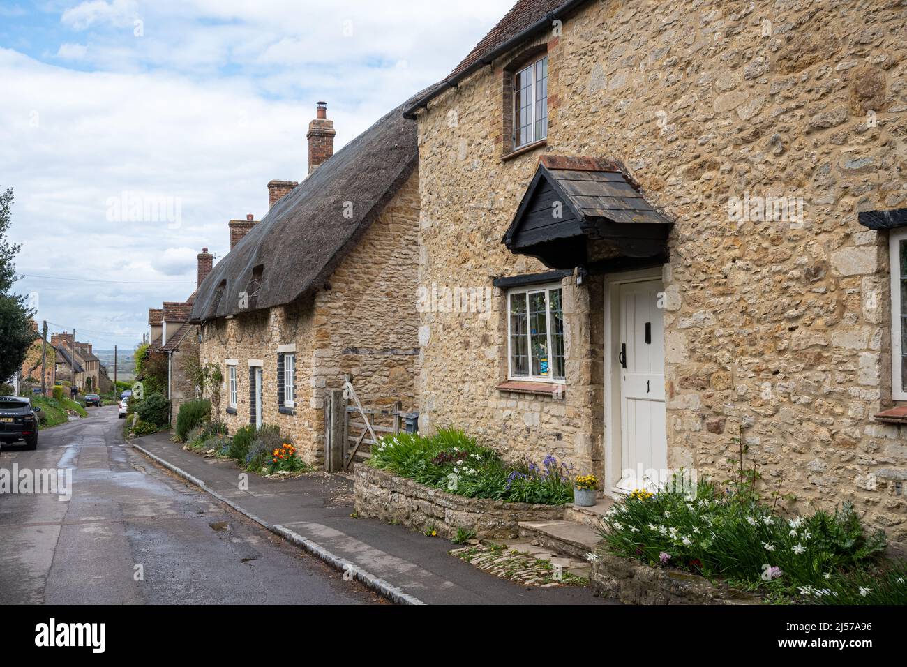 Beckley villaggio in Oxfordshire con attraente case color miele, Inghilterra, Regno Unito. Beckley è una delle sette città antiche di Otmoor. Foto Stock