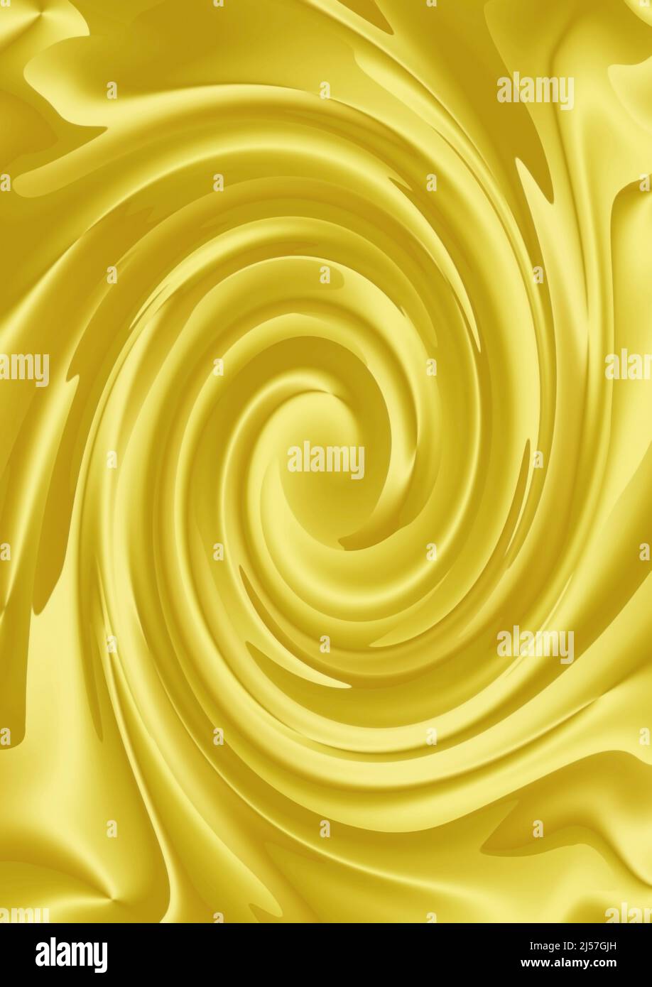 Illustrazione di una spirale futuristica in giallo dorato sfumato per uno sfondo astratto Foto Stock