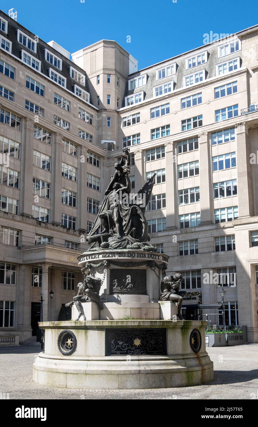 Nelson Monument a Exchange Flags a Liverpool Foto Stock