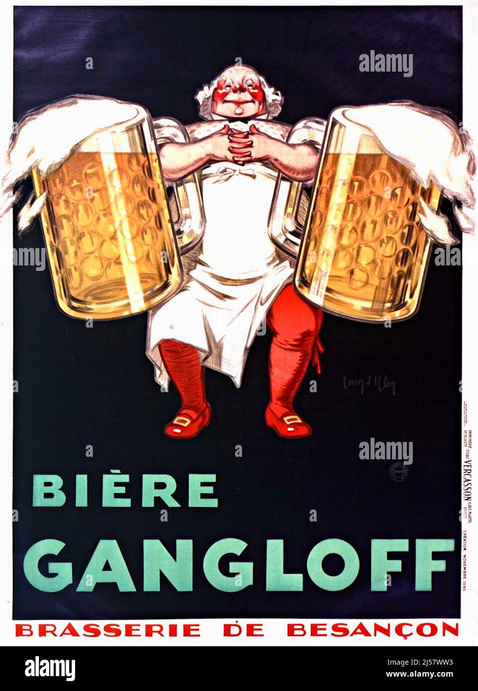 Jean d'Ylen - Poster pubblicitario della birreria Gangloff di Besanon, Francia, 1930 Foto Stock
