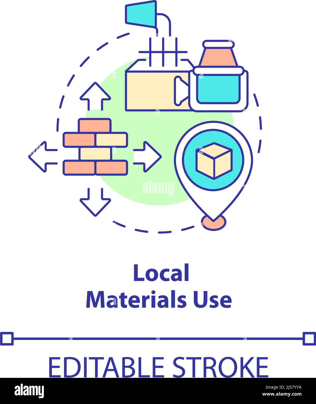 Icona del concetto di utilizzo dei materiali locali Illustrazione Vettoriale