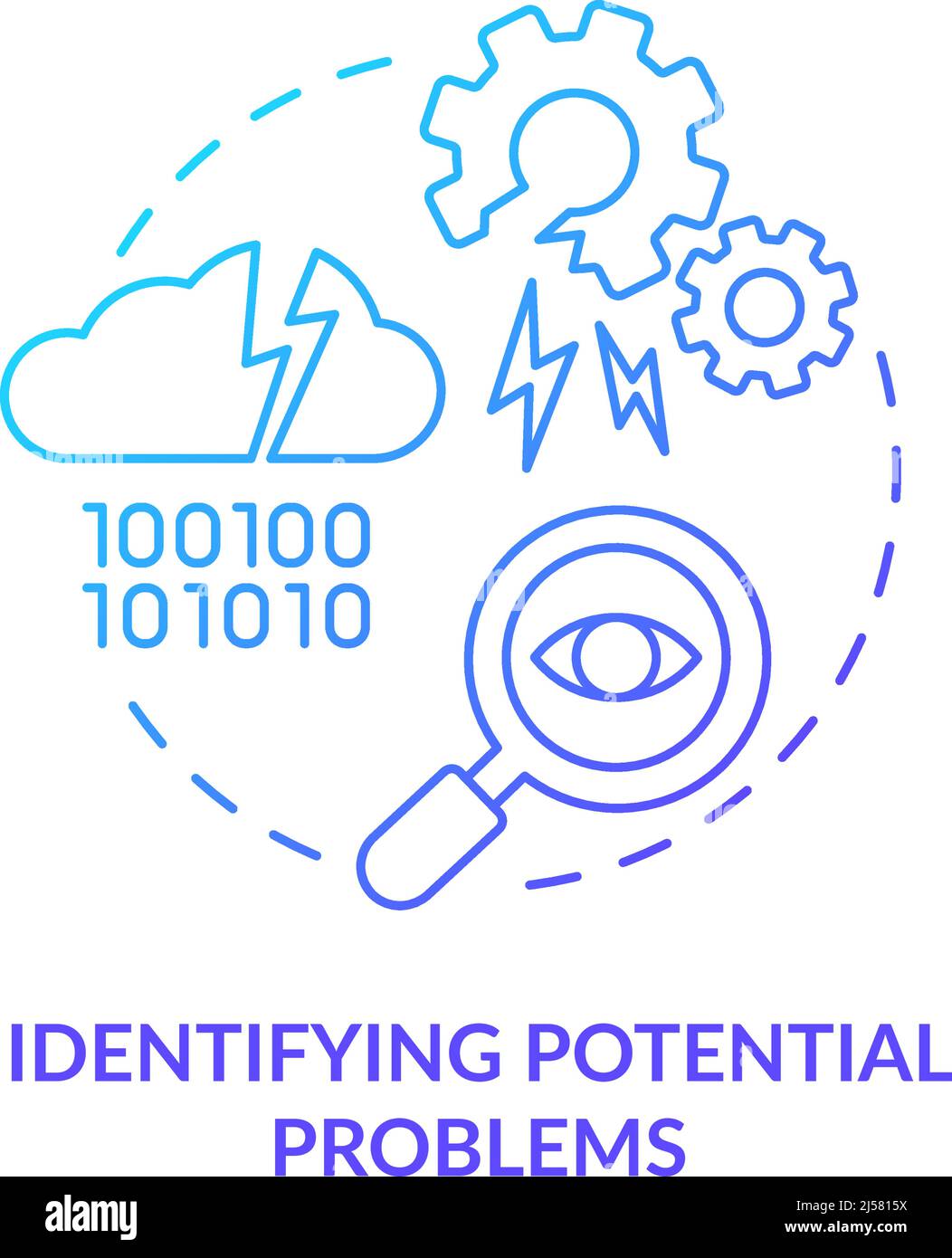 Identificazione di potenziali problemi icona di concetto di gradiente blu Illustrazione Vettoriale