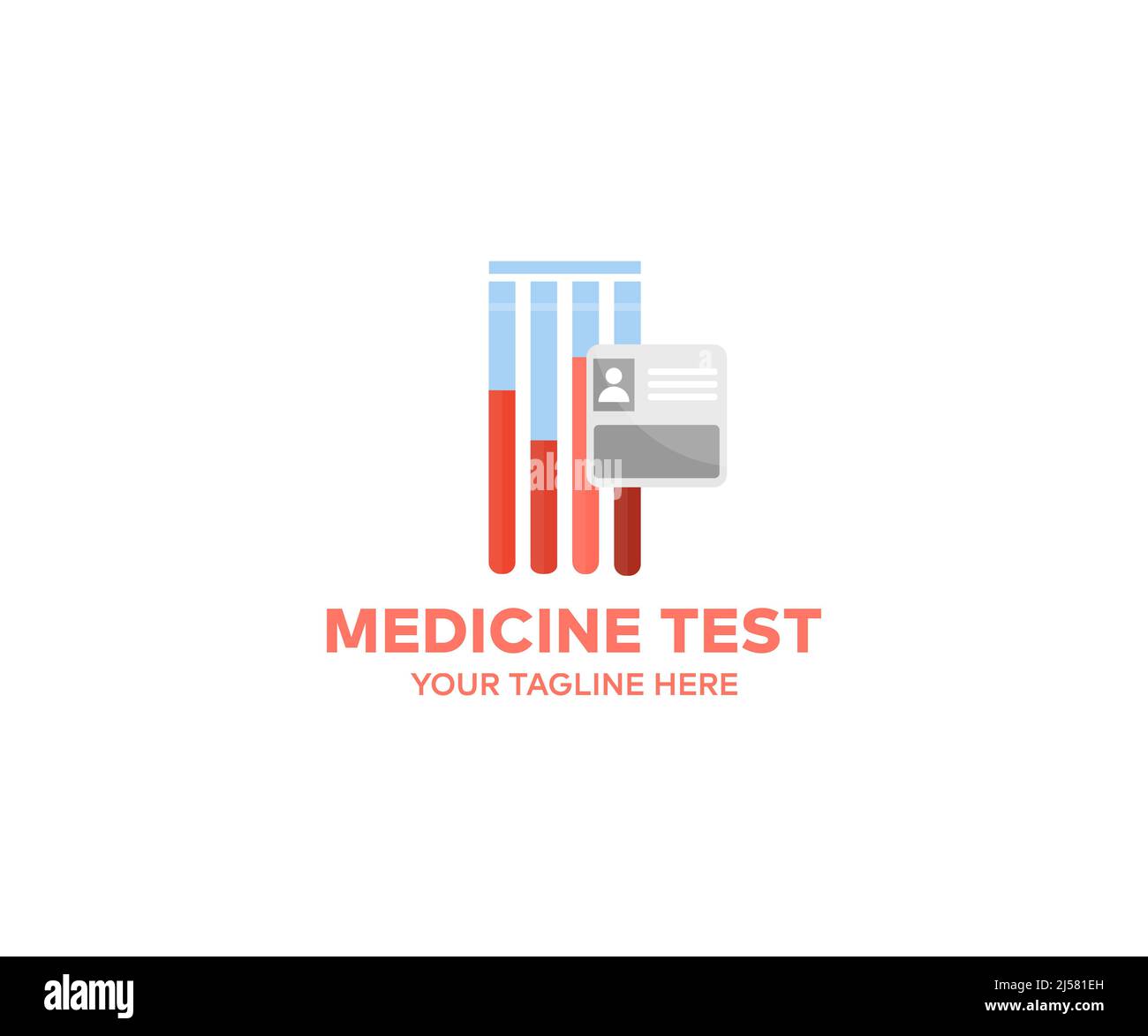 Design del logo di ricerca medica, farmaceutica e scientifica. Test medico, computer. Progettazione e illustrazione vettoriale di concetto di sviluppo. Illustrazione Vettoriale