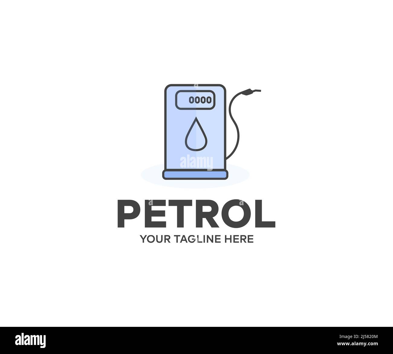 Design con logo della stazione di erogazione olio/benzina. Disegno e illustrazione del vettore della stazione di rifornimento del gas o della benzina. Illustrazione Vettoriale