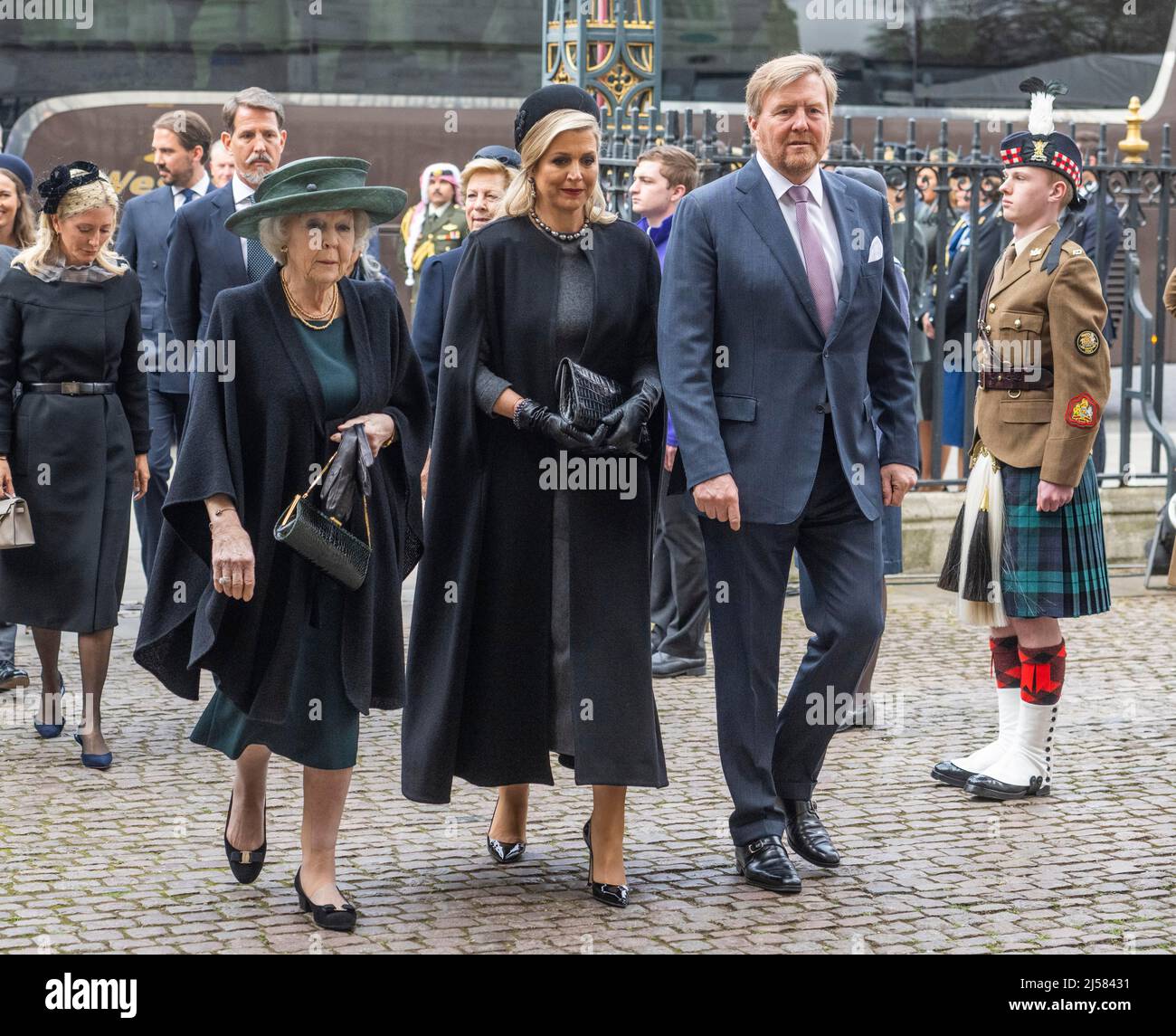 Londra, Regno Unito. 29 marzo 2022. Principessa Beatrix dei Paesi Bassi (r) con il re Willem-Alessandro dei Paesi Bassi e la regina Maxima dei Paesi Bassi Foto Stock