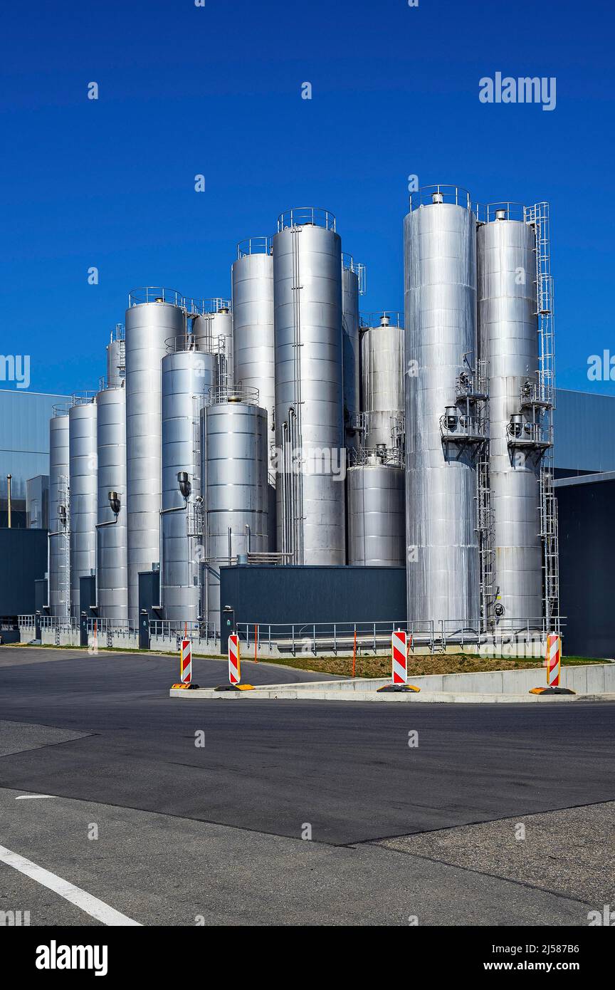 Hochsilos, Fabrik, MILEI GmbH, Hochproteinderivate aus Milch und Molke, bei Kempten, Allgaeu, Bayern, Deutschland Foto Stock