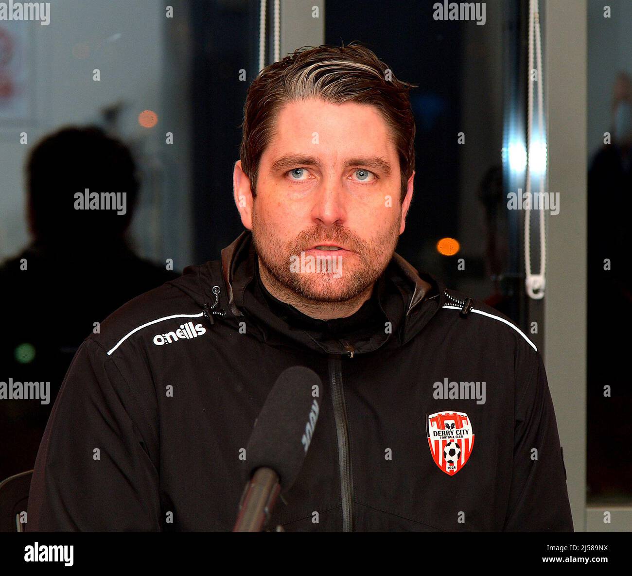 Ruaidhri Higgins, direttore del Derry City Football Club. ©George Sweeney / Alamy Stock Photo Foto Stock