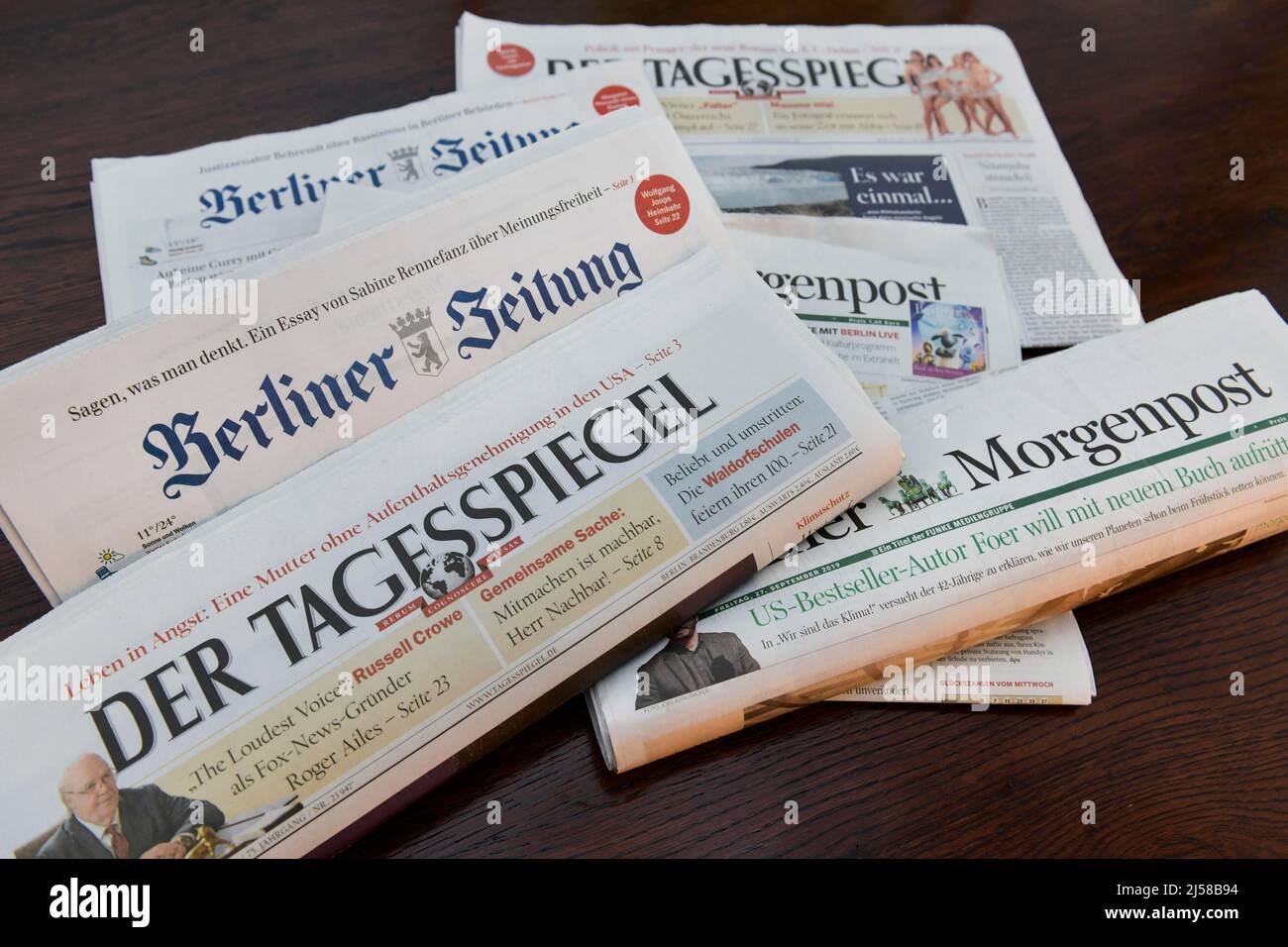 I quotidiani di Berlino Der Tagesspiegel, Berliner Morgenpost e Berliner Zeitung Foto Stock