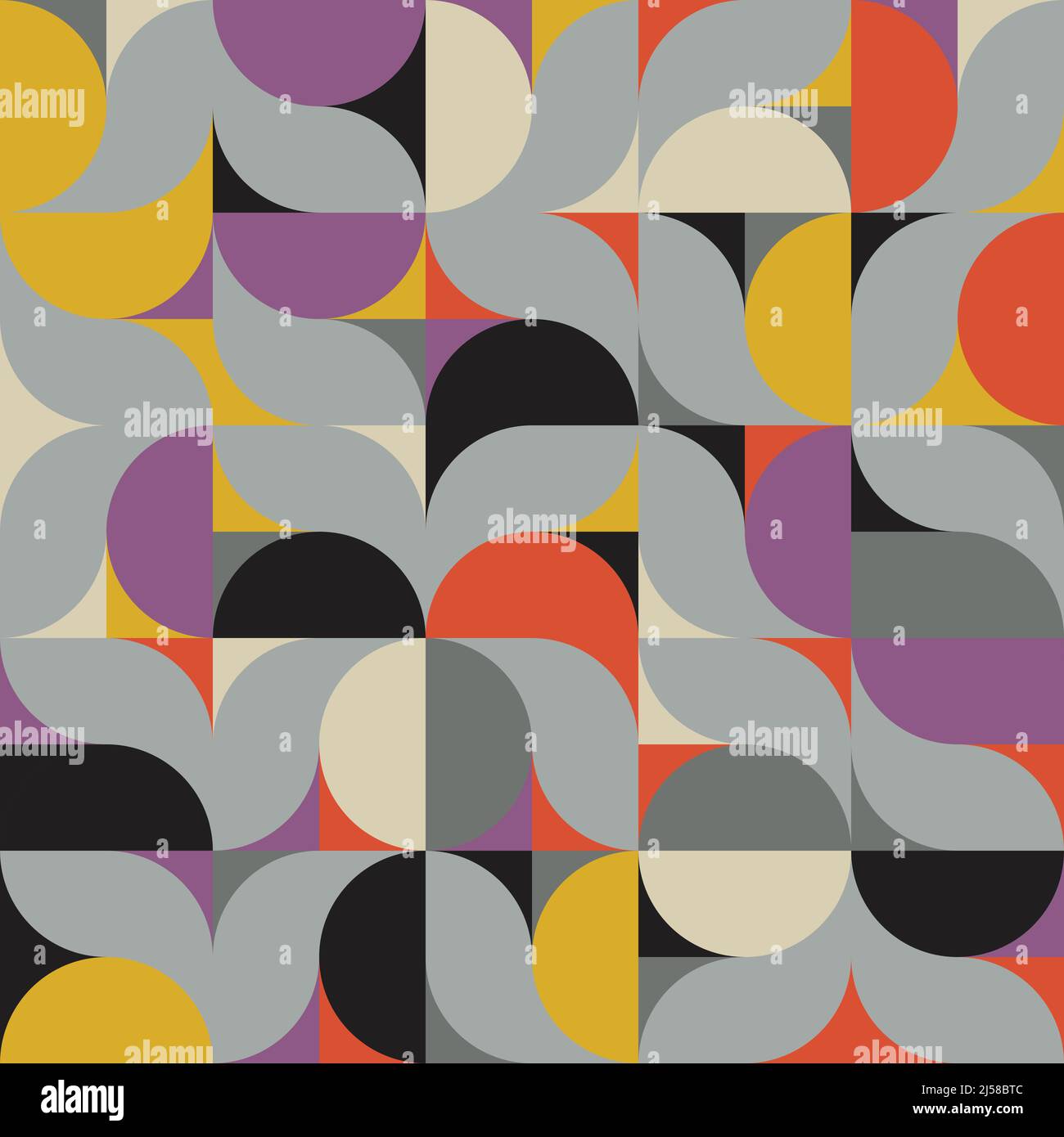 Design di arte moderna ispirato al design Bauhaus realizzato con forme geometriche astratte e forme audaci. Elementi grafici digitali per poster, copertina, arte, pr Illustrazione Vettoriale