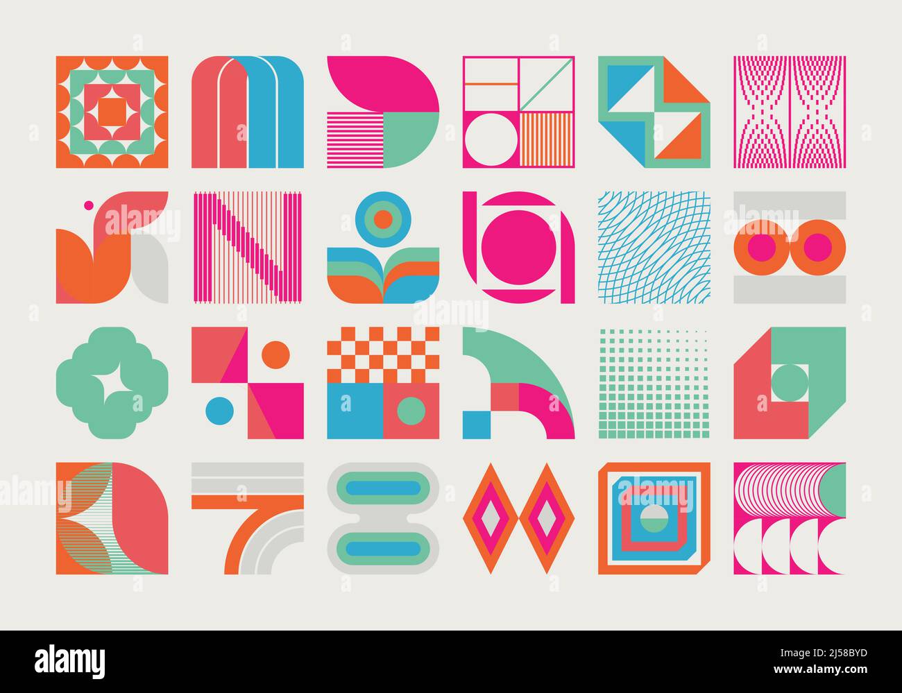 Logo Modernismo estetica vettoriale forme astratte collezione realizzata con forme geometriche minimaliste ed elementi grafici per poster, copertina, arte, regalo Illustrazione Vettoriale