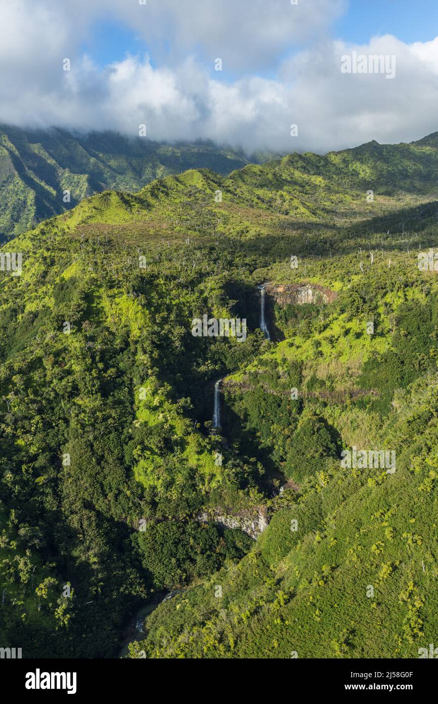Le cascate di Kahili, o le cascate di Five Sisters, sono un gruppo di cascate sul fiume Hanapepe, sul lato sud dell'isola di Kauai, Hawaii, United Foto Stock