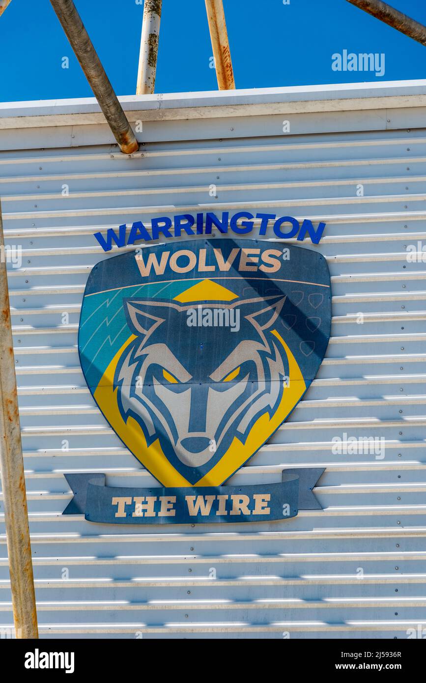 Stadio della squadra di rugby della Warrington Wolves lo stadio Halliwell Jones di Warrington. Noto anche storicamente come i fili. Foto Stock