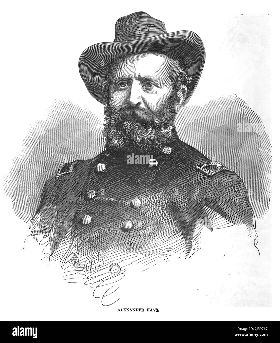 Ritratto di Alexander Hays, generale dell'esercito dell'Unione nella guerra civile americana. illustrazione del 19th secolo Foto Stock