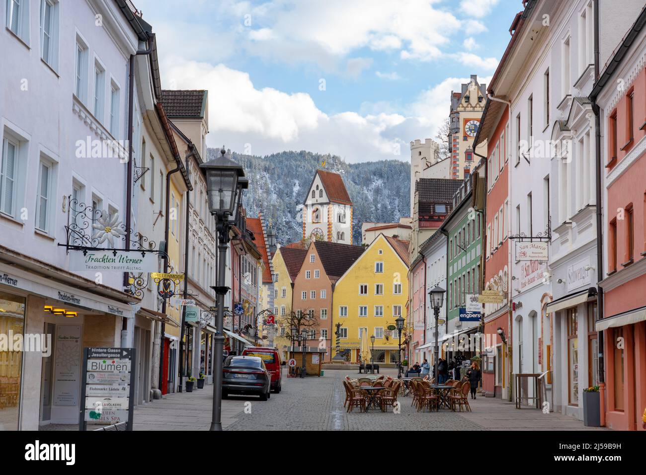 04.11.2022 - Fussen, Germania : splendida città romantica e colorata di Fussen Germania Foto Stock