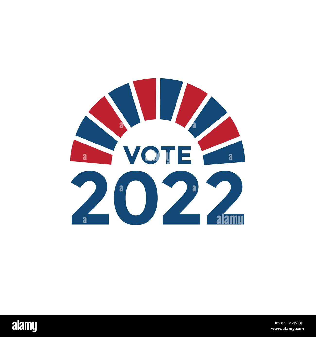 2022 Design delle elezioni di metà mandato con l'icona Red White Blue Vote Illustrazione Vettoriale