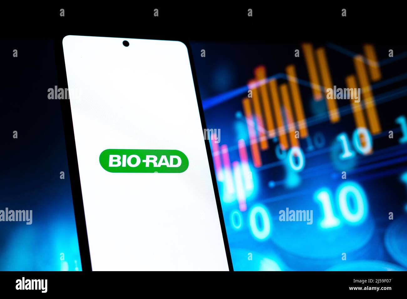 West Bangal, India - 20 aprile 2022: Logo Bio Rad Laboratories sullo schermo del telefono immagine stock. Foto Stock