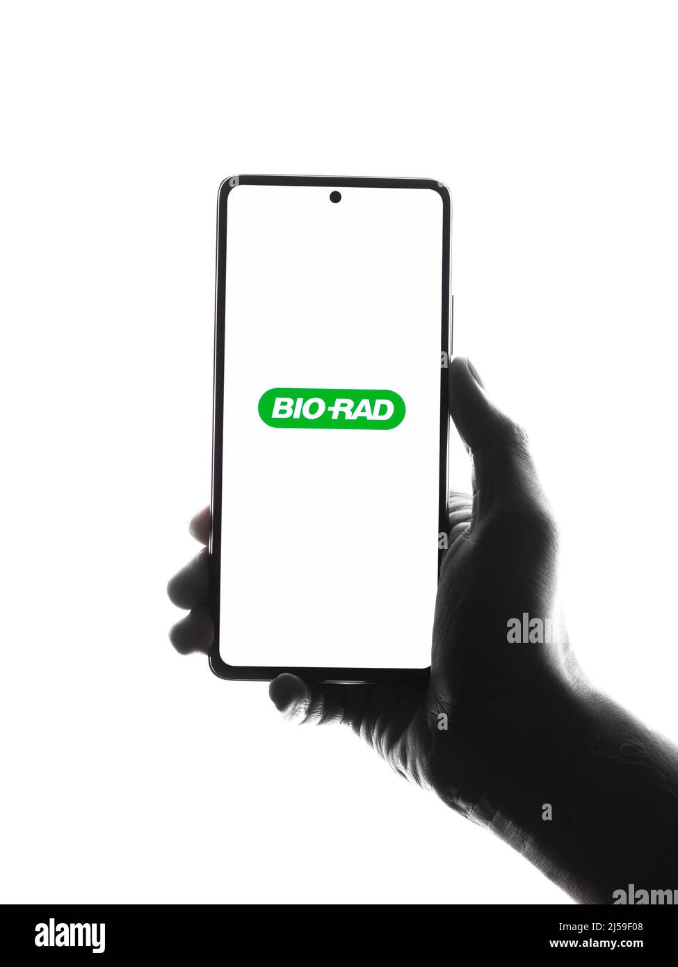 West Bangal, India - 20 aprile 2022: Logo Bio Rad Laboratories sullo schermo del telefono immagine stock. Foto Stock