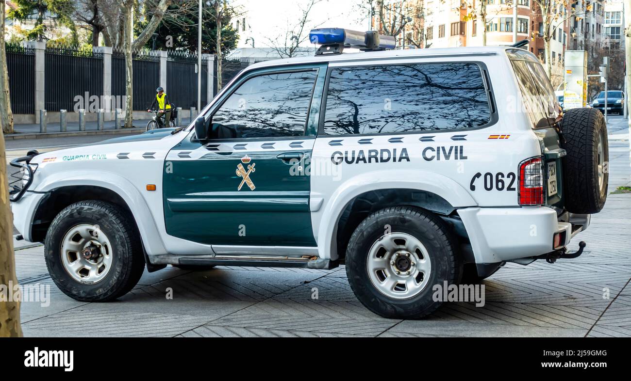 Veicolo della Guardia civile. La Guardia Civil è la più antica agenzia di applicazione della legge in Spagna ed è una delle due forze di polizia nazionali. Madrid. Foto Stock