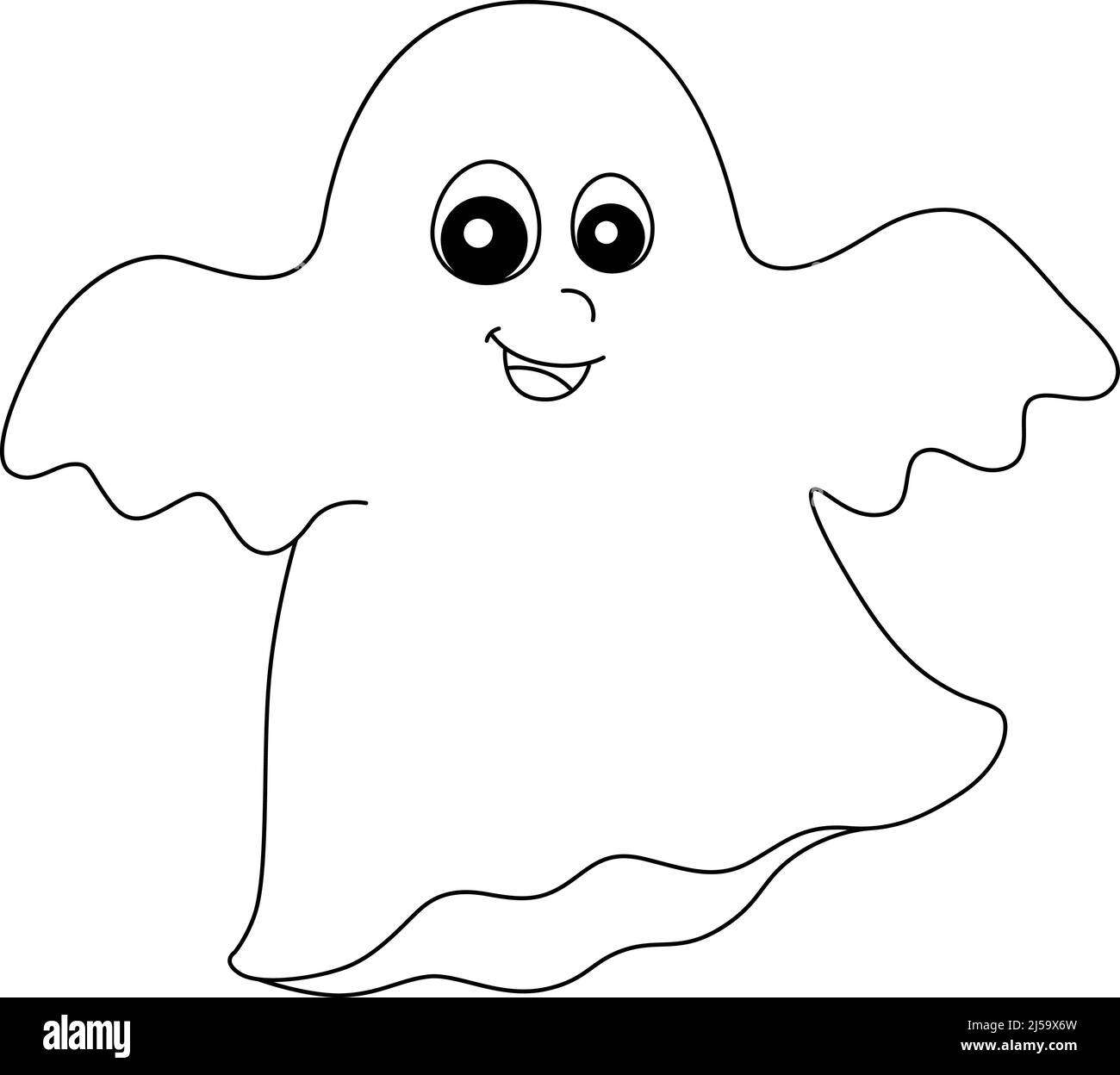Fantasma Halloween colorazione pagina isolato per i bambini Illustrazione Vettoriale