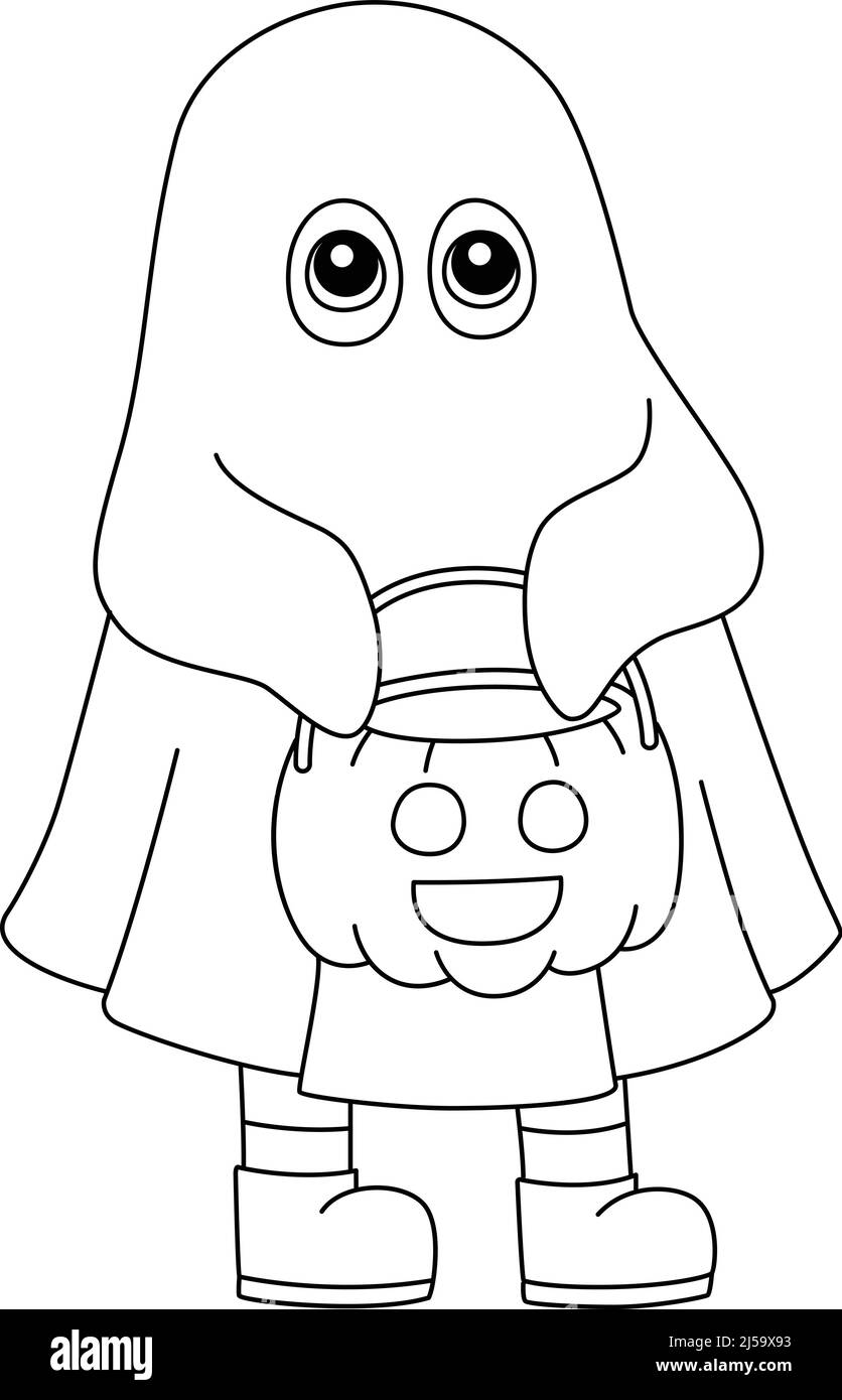Ghost Trick o trattare Halloween colorazione isolato Illustrazione Vettoriale