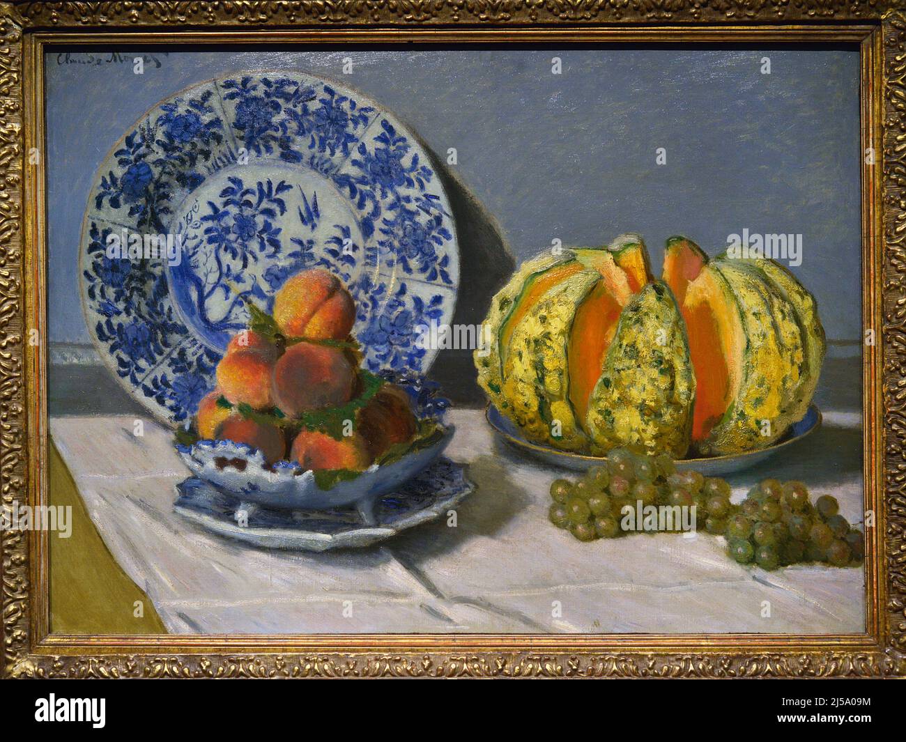 Claude Monet (1840-1926). Pittore impressionista francese. Still Life con Melon, ca. 1872. Olio su tela (53 x 73 cm). Museo Calouste Gulbenkian. Lisbona. Portogallo. Foto Stock