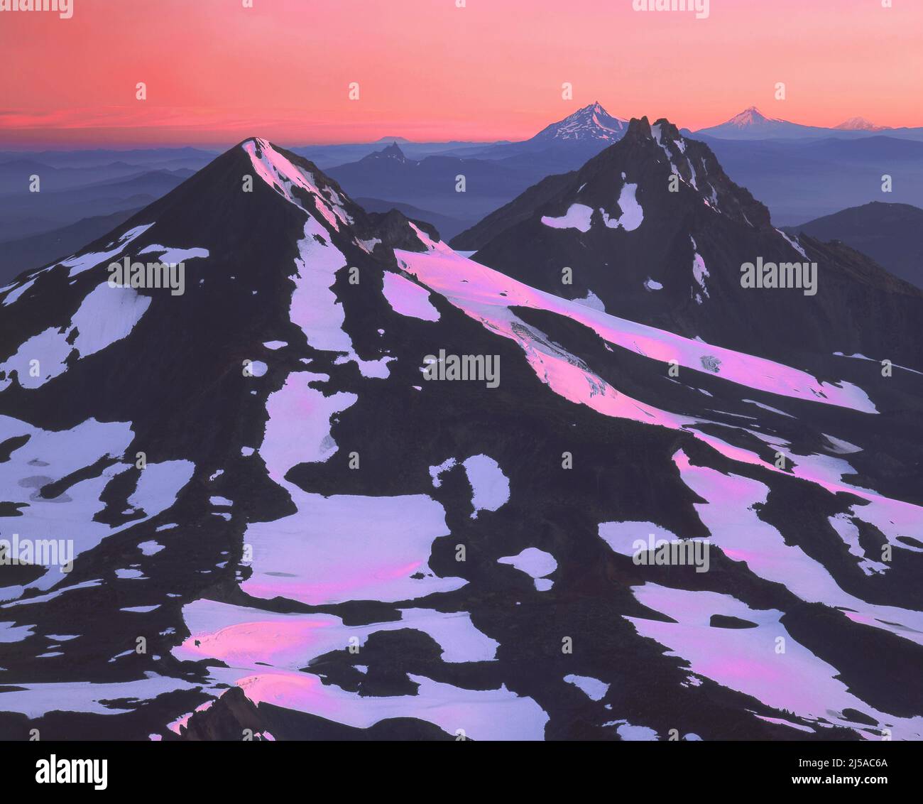 Alba da South Sister, Cascade Range, Oregon Foto Stock