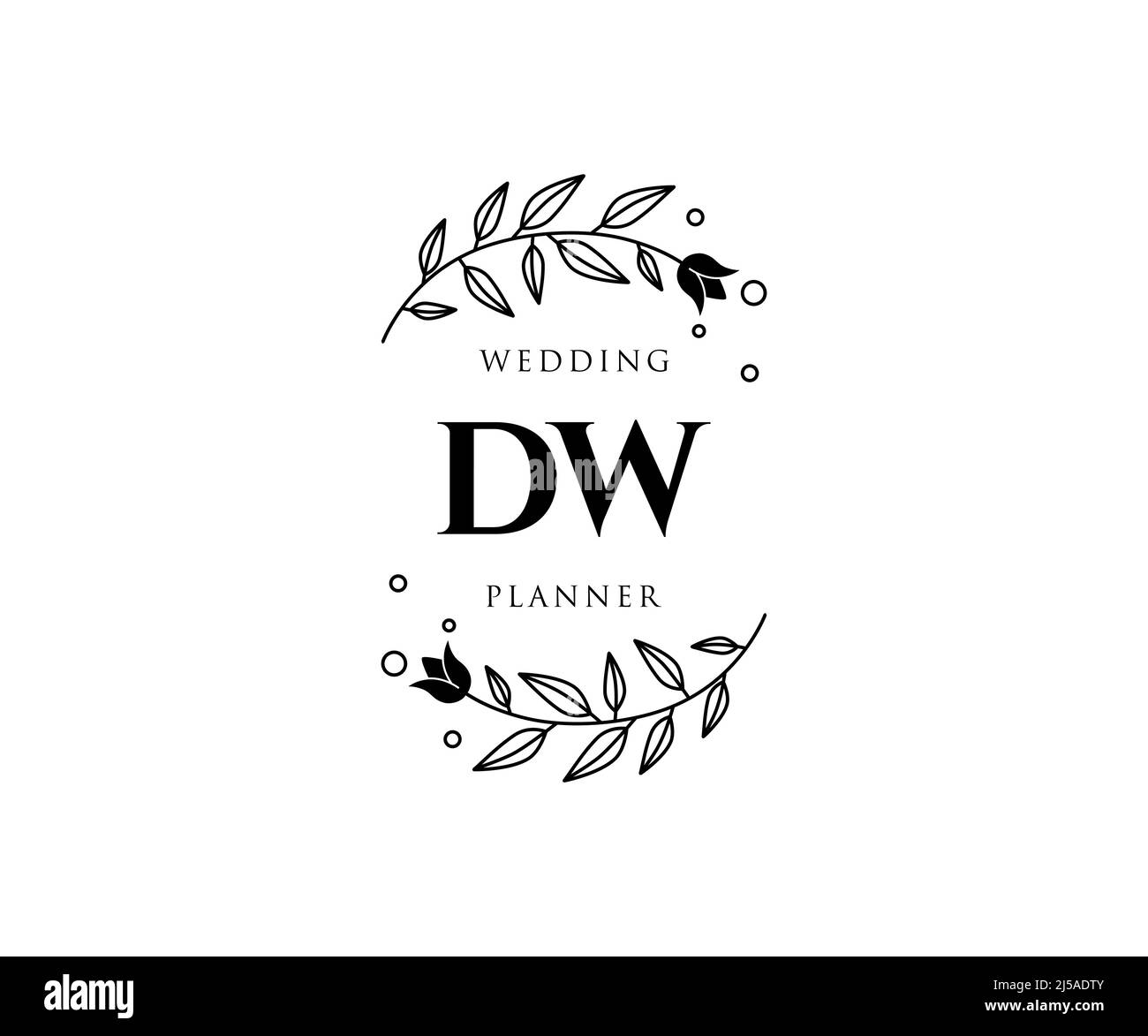 DW iniziali lettera matrimonio monogramma collezione loghi, modelli moderni minimalisti e floreali disegnati a mano per carte di invito, Salva la data, elegante Illustrazione Vettoriale