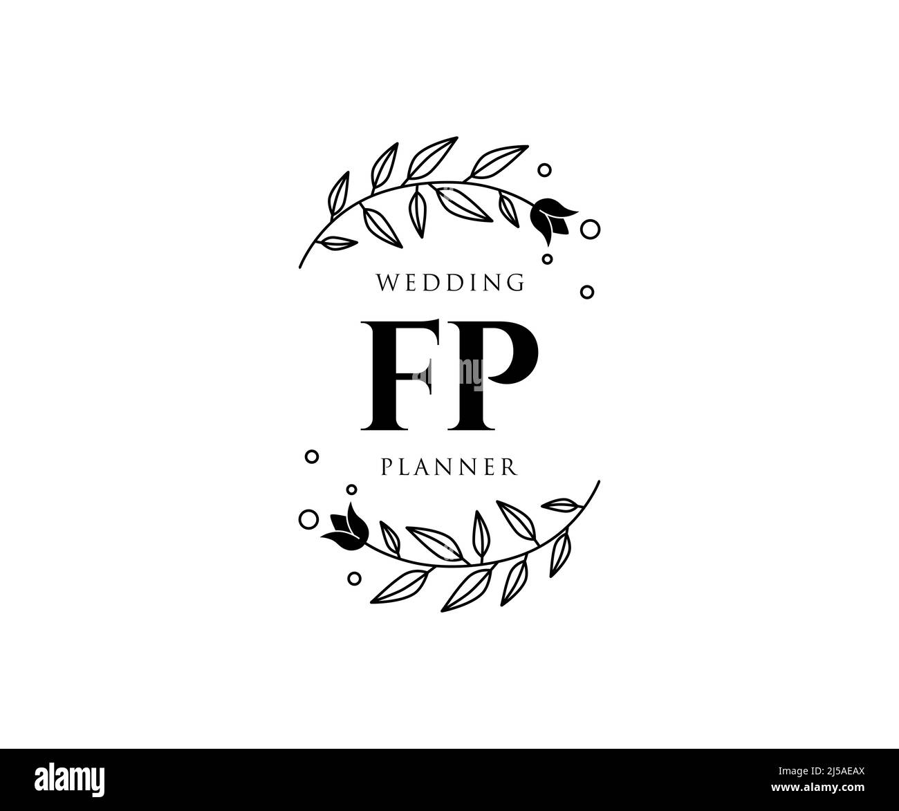 FP sigla lettera Wedding monogramma collezione loghi, disegnati a mano moderno minimalista e modelli floreali per carte di invito, Salva la data, elegante Illustrazione Vettoriale