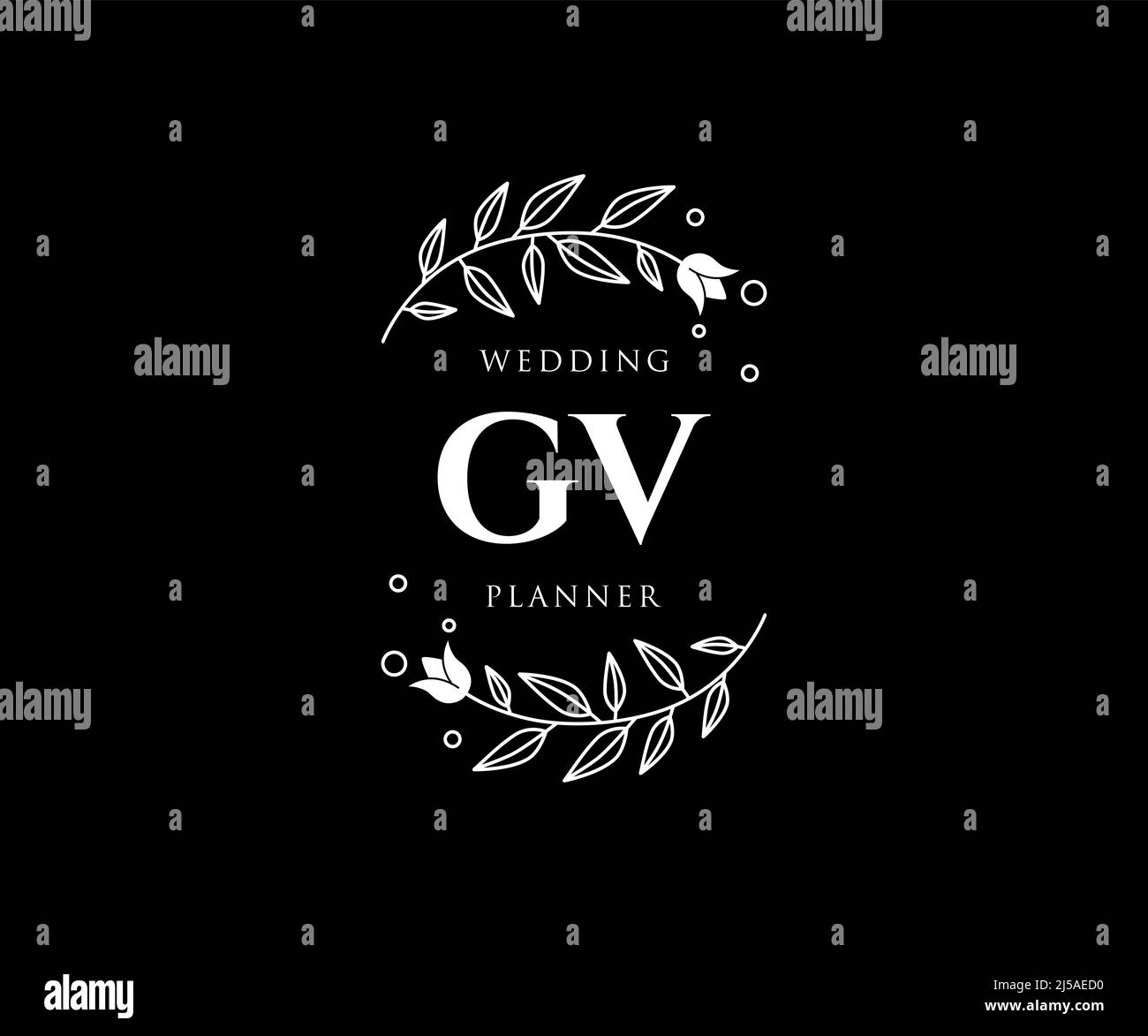 GV iniziali lettera Wedding monogramma collezione loghi, disegnati a mano moderni minimalistici e modelli floreali per carte di invito, Salva la data, elegante Illustrazione Vettoriale
