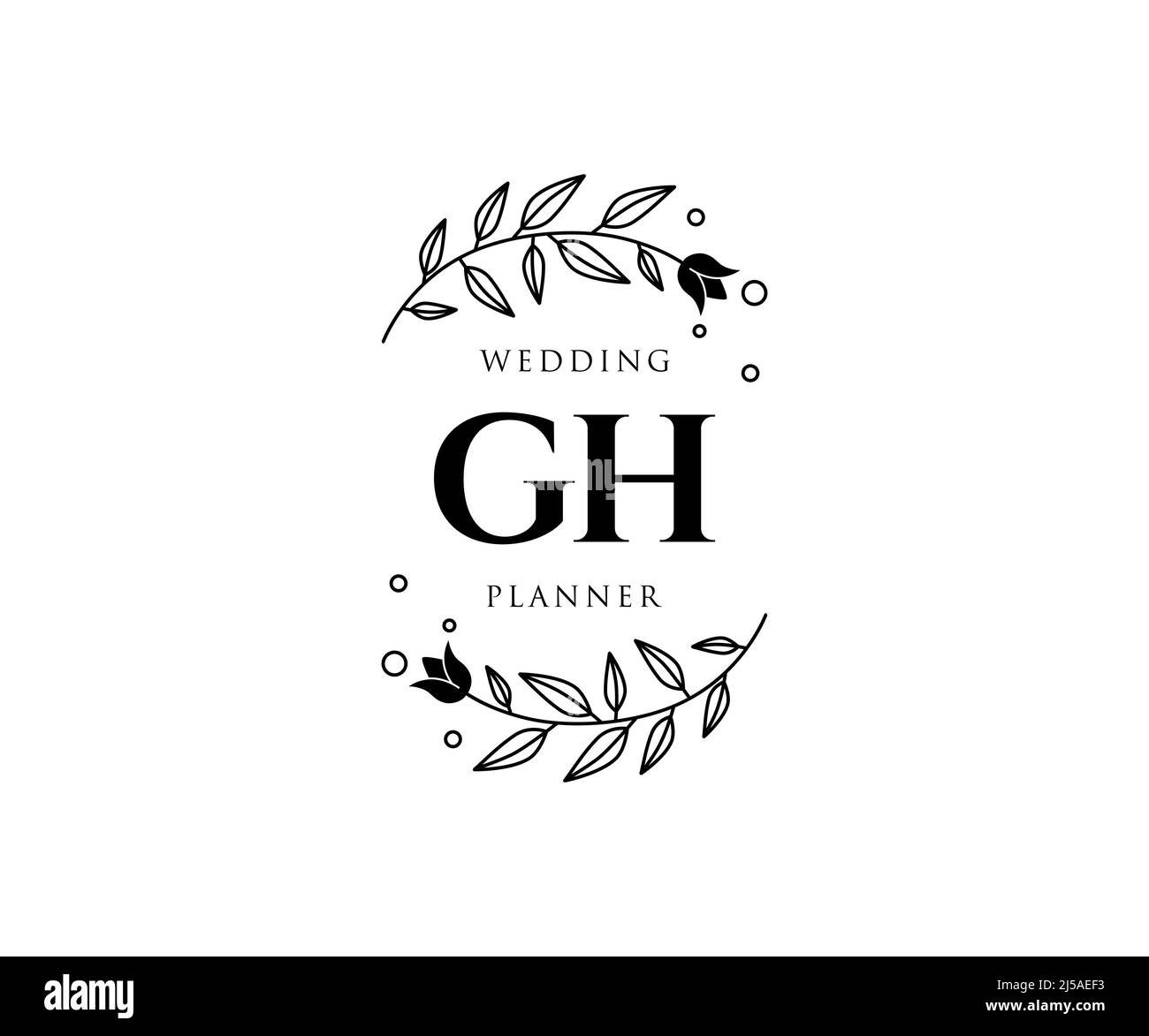 GH iniziali lettera matrimonio monogramma collezione loghi, modelli moderni minimalisti e floreali disegnati a mano per carte di invito, Salva la data, elegante Illustrazione Vettoriale
