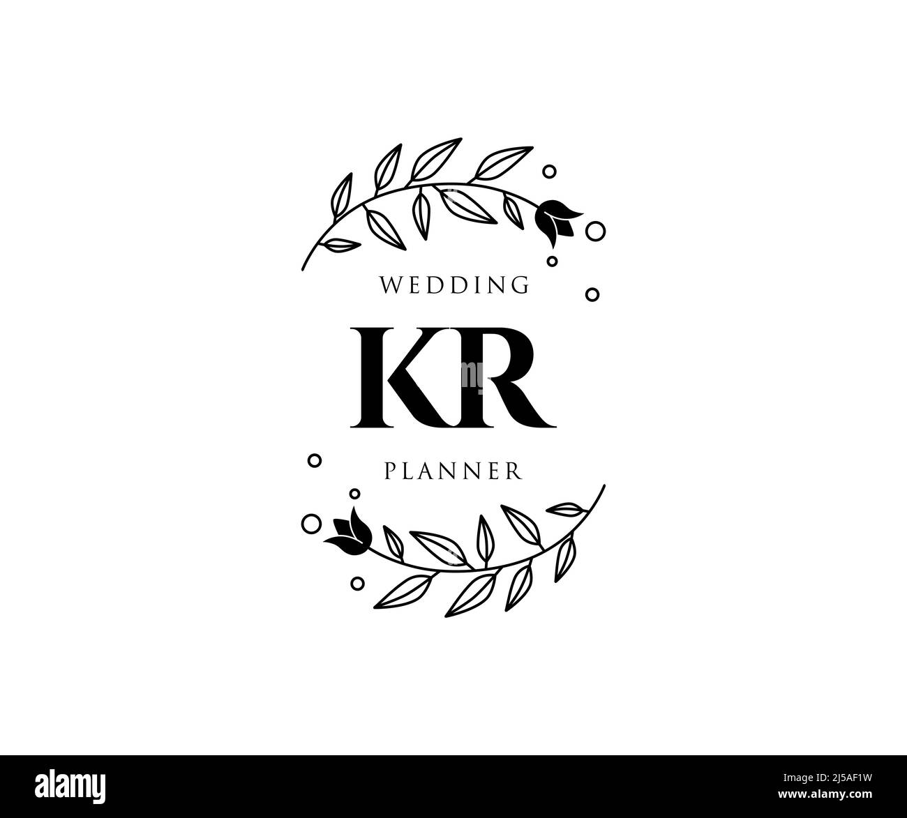 KR iniziali lettera Wedding monogramma collezione loghi, disegnati a mano moderni minimalistici e modelli floreali per carte di invito, Salva la data, elegante Illustrazione Vettoriale