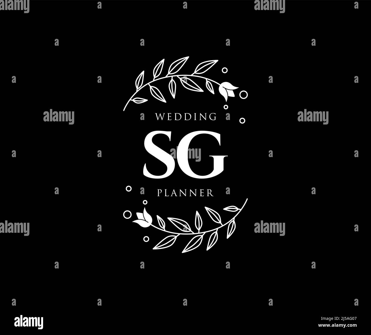 SG sigle lettera Wedding monogramma collezione loghi, disegnati a mano moderni minimalistici e modelli floreali per carte di invito, Salva la data, elegante Illustrazione Vettoriale