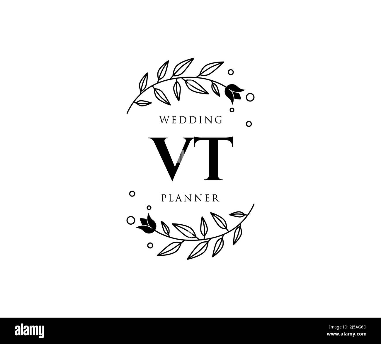 VT iniziali lettera Wedding monogramma collezione loghi, disegnati a mano moderno minimalista e modelli floreali per carte di invito, Salva la data, elegante Illustrazione Vettoriale