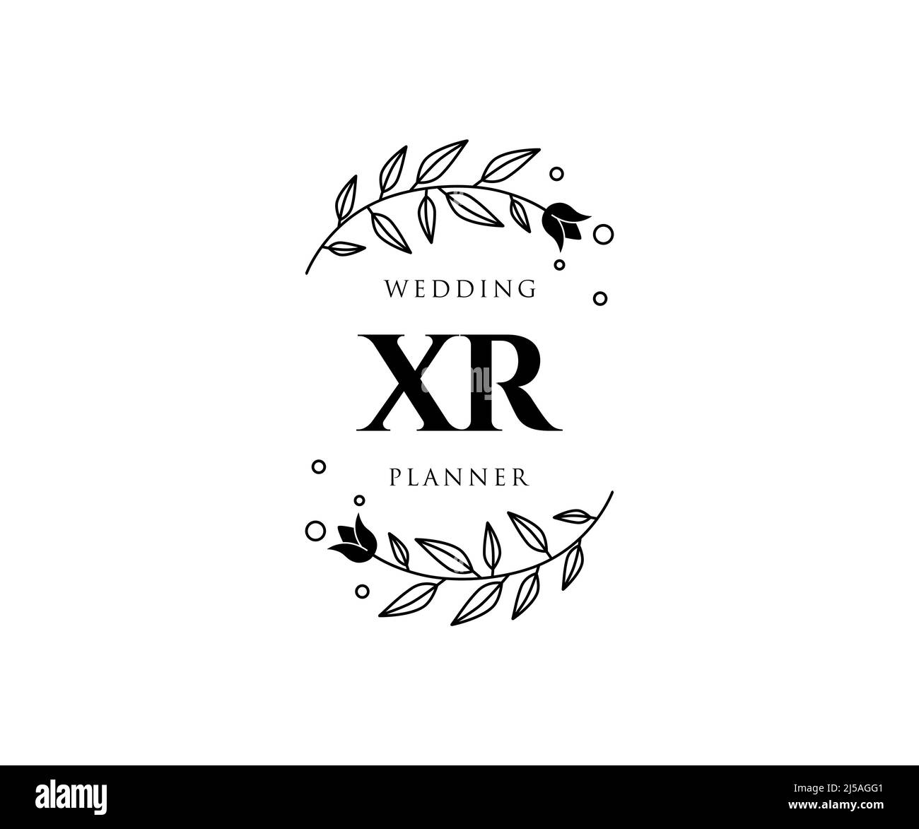 XR iniziali lettera matrimonio monogramma collezione loghi, disegnati a mano moderni minimalistici e modelli floreali per carte di invito, Salva la data, elegante Illustrazione Vettoriale