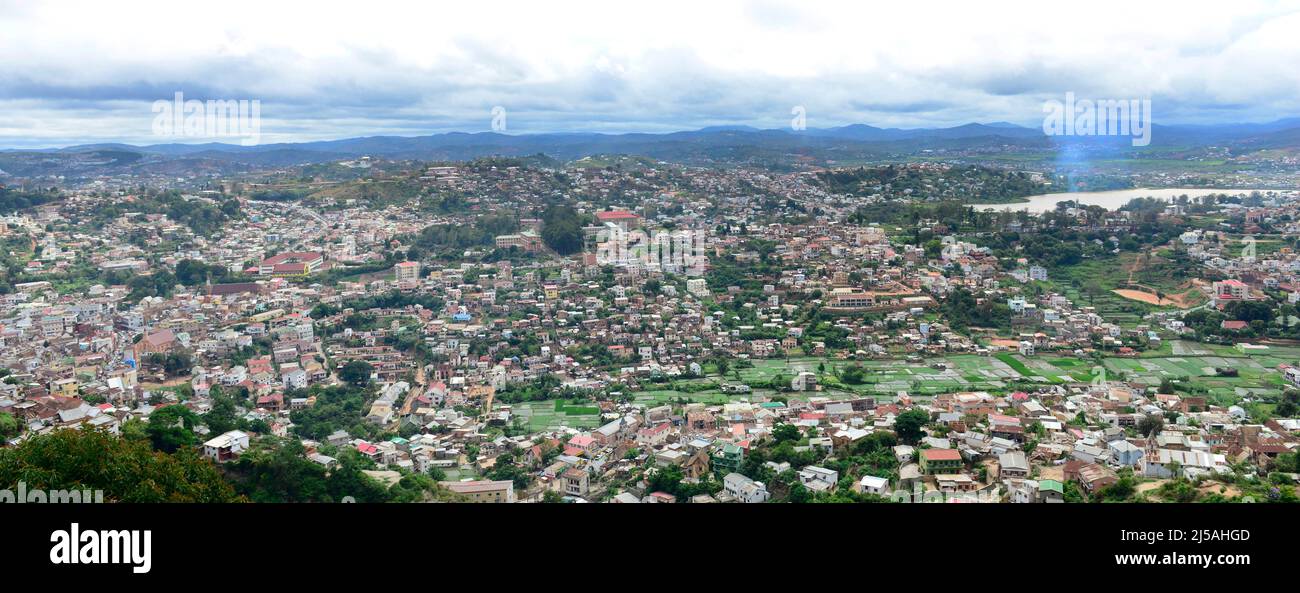 Vista sulla città da Rova, Antananarivo, Madagascar. Foto Stock