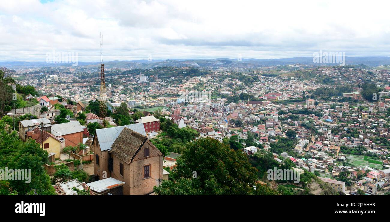 Vista sulla città da Rova, Antananarivo, Madagascar. Foto Stock